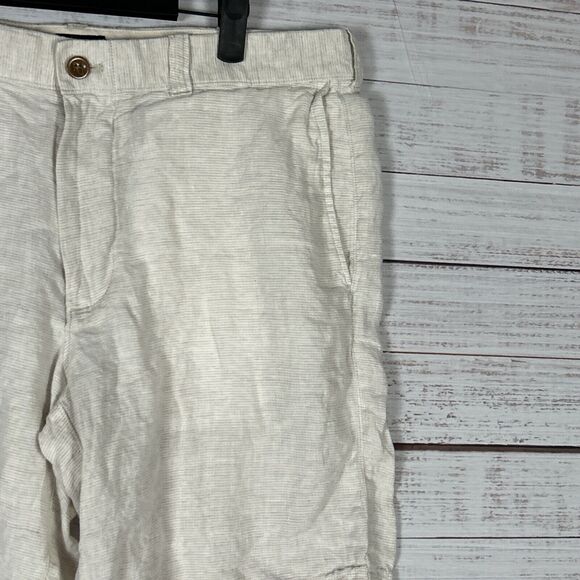 J Crew Shorts Mens 100% Linen Chino Sz 35 9" Inseam Ivory Casual Outdoor Summer - Picture 2 of 8